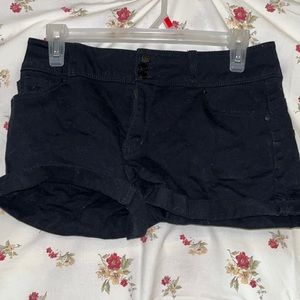 black high-rise jean shorts